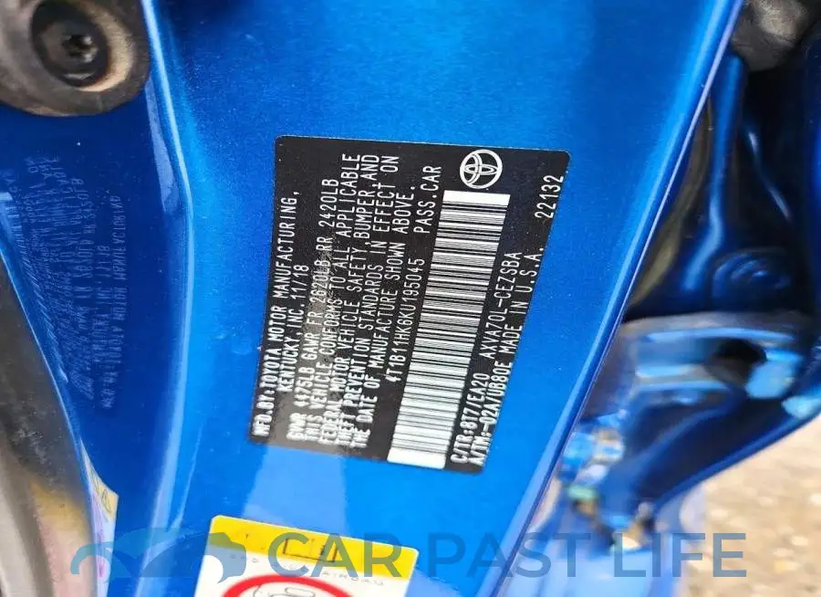 4T1B11HK6KU195045# 12