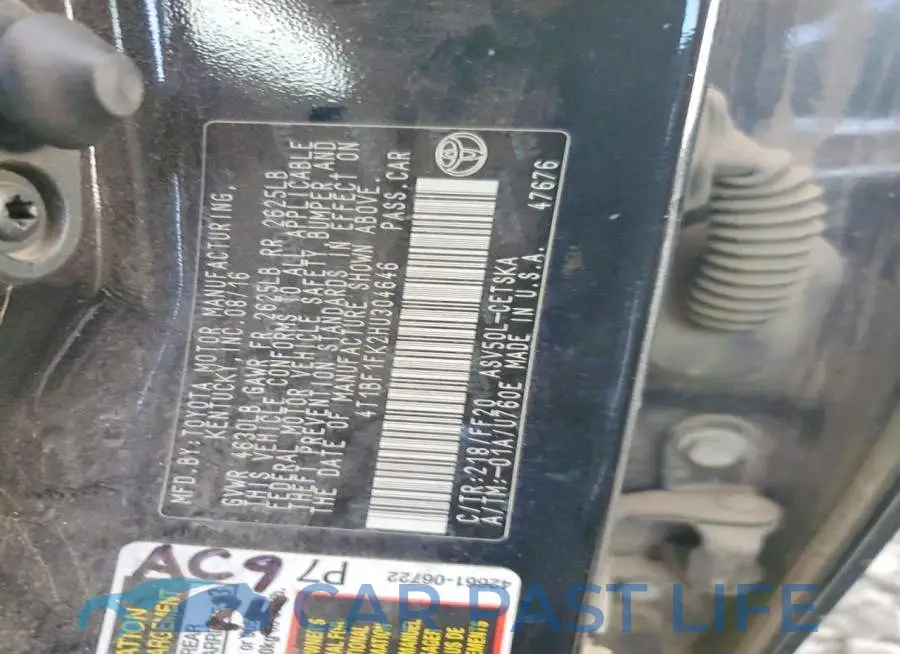 4T1BF1FK2HU304646# 12