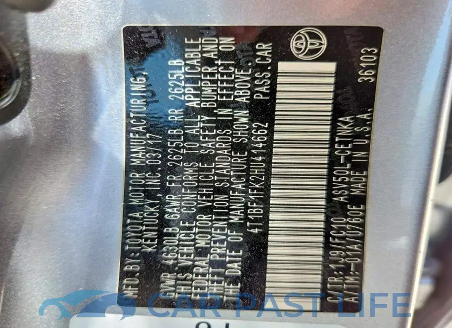 4T1BF1FK2HU414662# 13