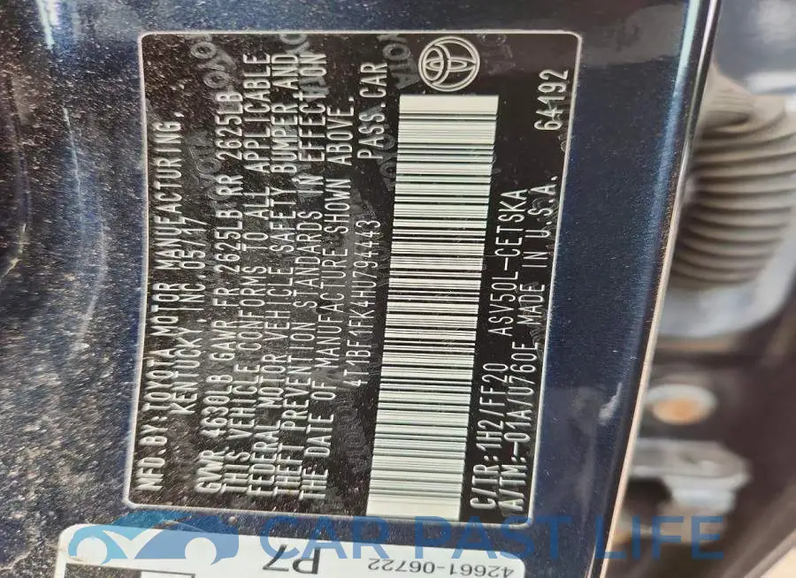 4T1BF1FK4HU794443# 12