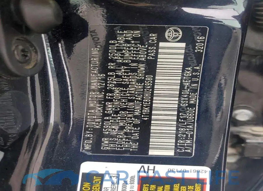 4T1BK1EB0HU249580# 12
