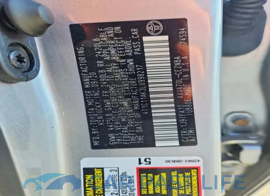 4T1C11AK3LU998217# 12