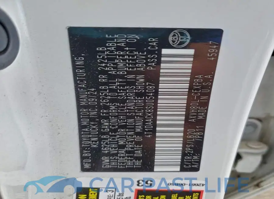 4T1DAACK8SU054087# 13