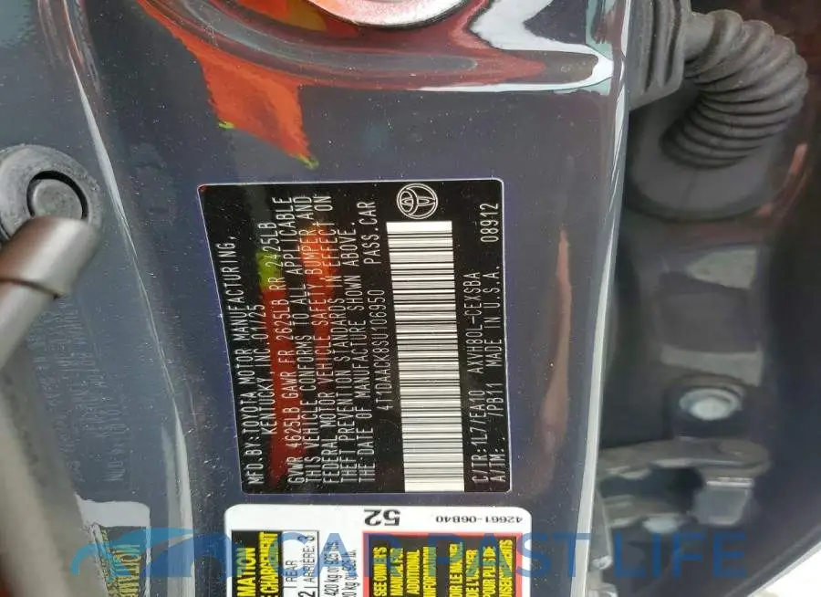 4T1DAACK8SU106950# 13