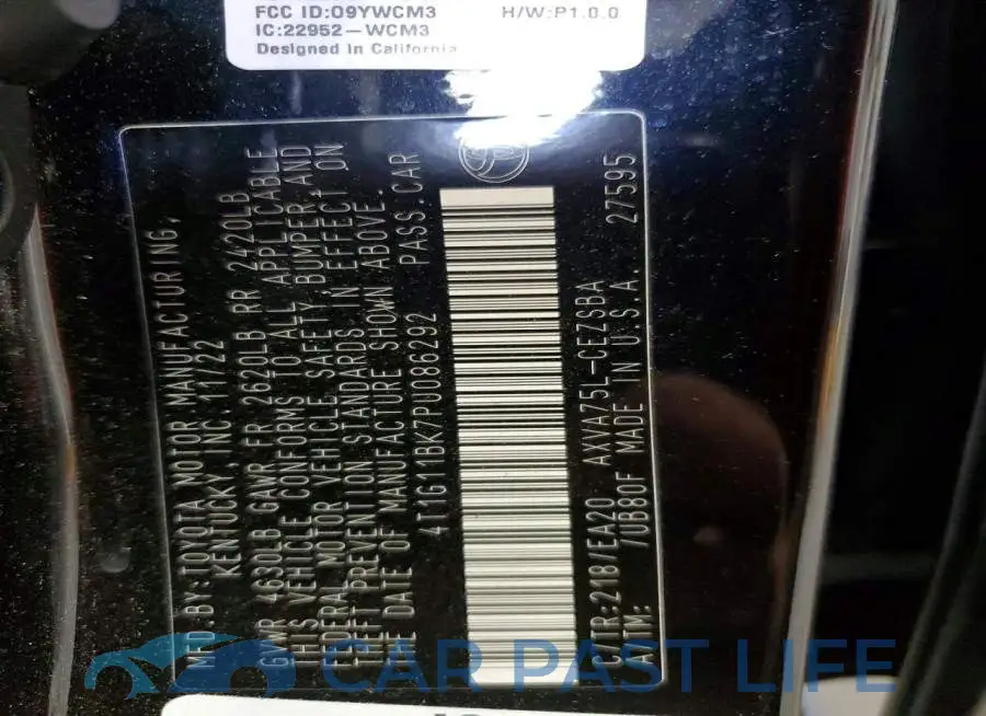 4T1G11BK7PU086292# 12