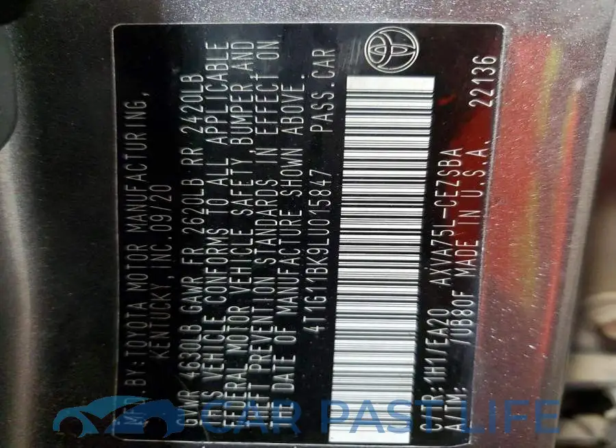 4T1G11BK9LU015847# 12