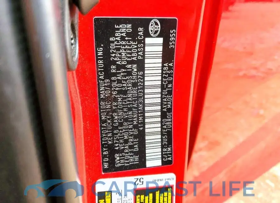 4T1M11AK3LU312276# 12