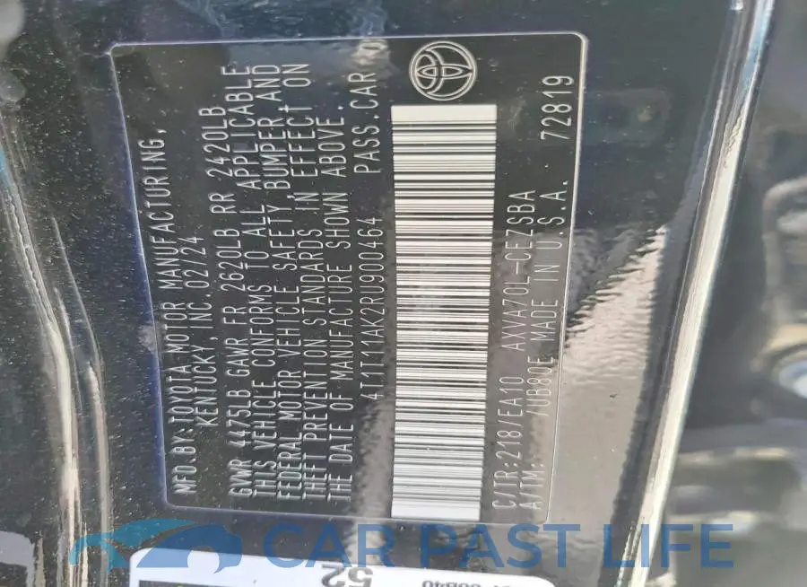 4T1T11AK2RU900464# 12