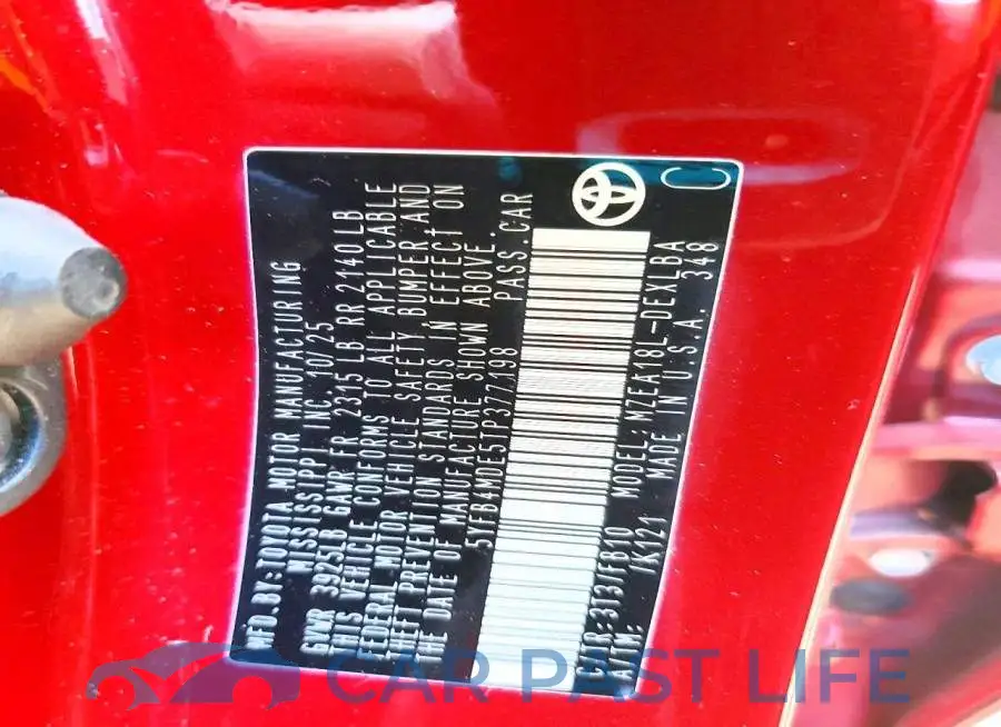 5YFB4MDE5TP377198# 12