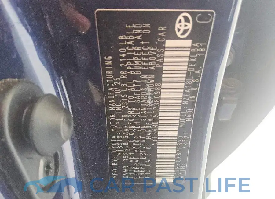 5YFB4MDE5TP380988# 12