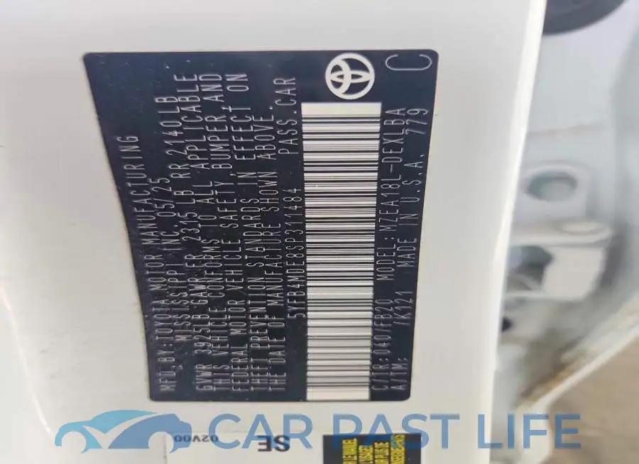 5YFB4MDE8SP311484# 12