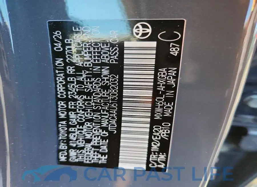 JTDACAAU6T3082032# 12