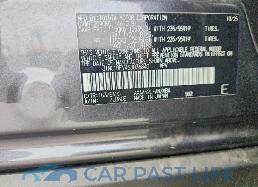 JTMC1RFV4SJ036840# 13