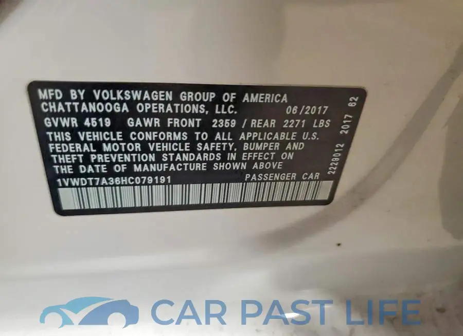 1VWDT7A36HC079191# 12