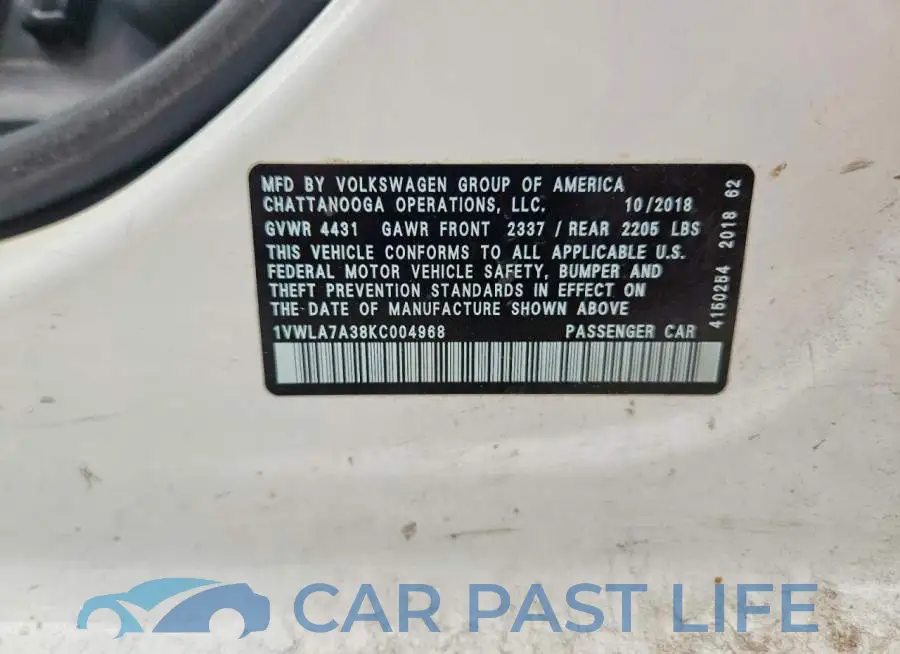 1VWLA7A38KC004968# 12