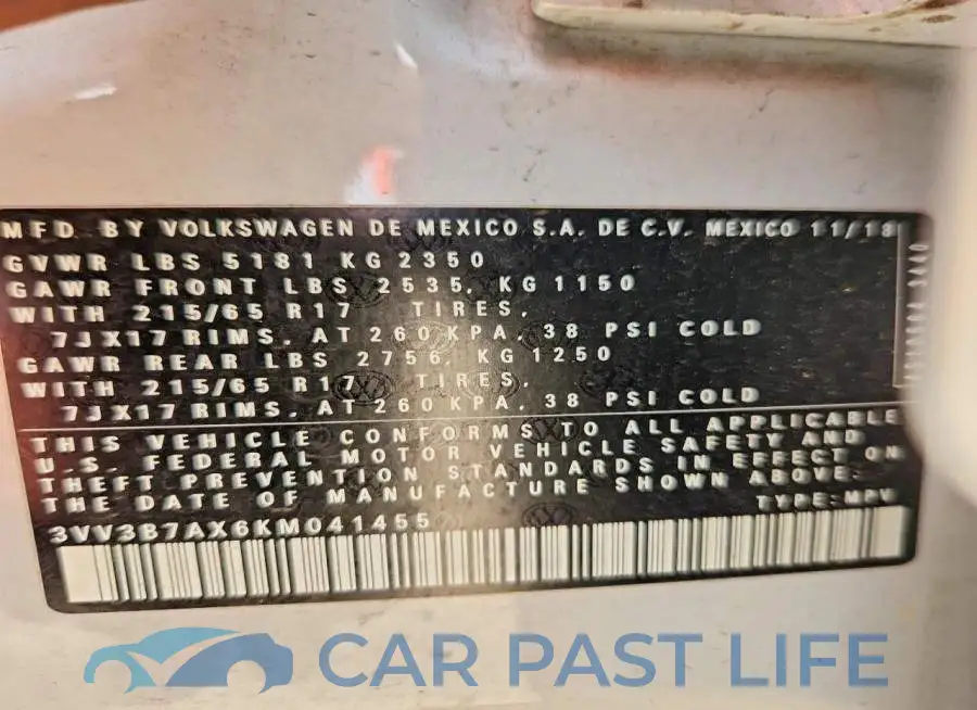 3VV3B7AX6KM041455# 14