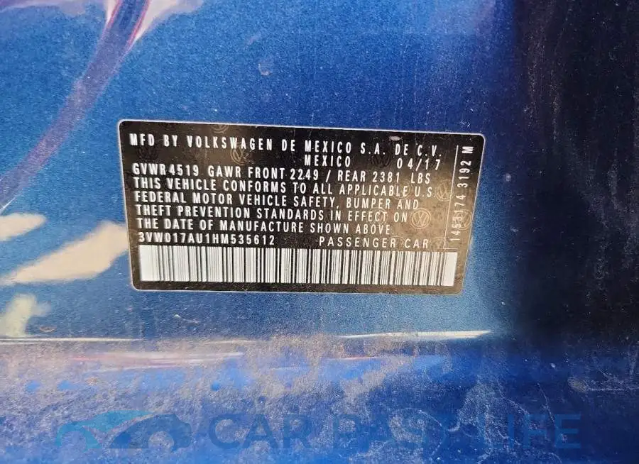 3VW017AU1HM535612# 12