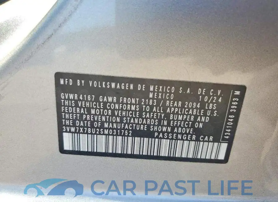 3VW7X7BU2SM031752# 12