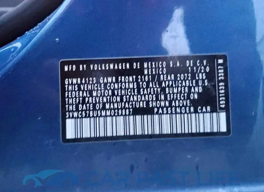 3VWC57BU5MM029887# 12