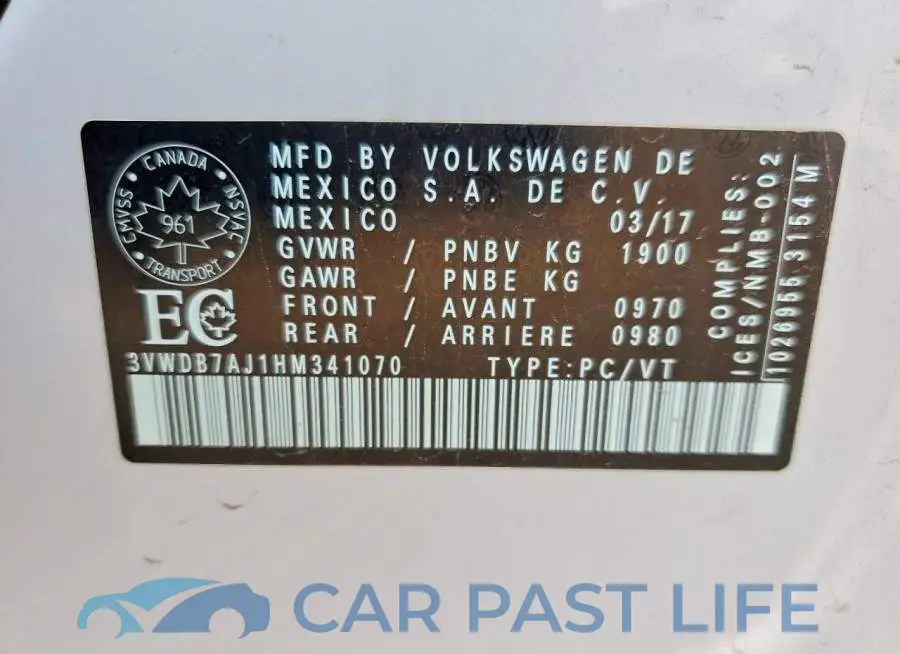 3VWDB7AJ1HM341070# 12