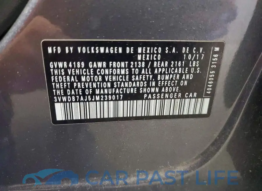 3VWDB7AJ5JM239017# 12
