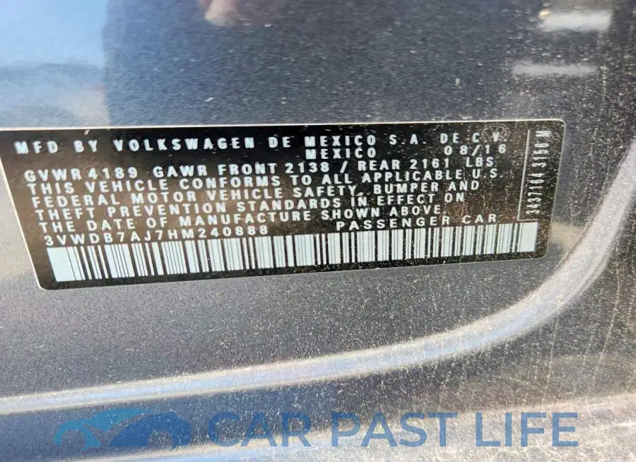 3VWDB7AJ7HM240888# 12