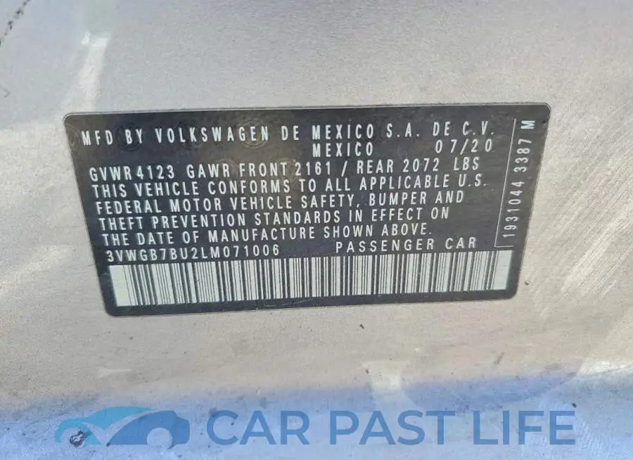 3VWGB7BU2LM071006# 12