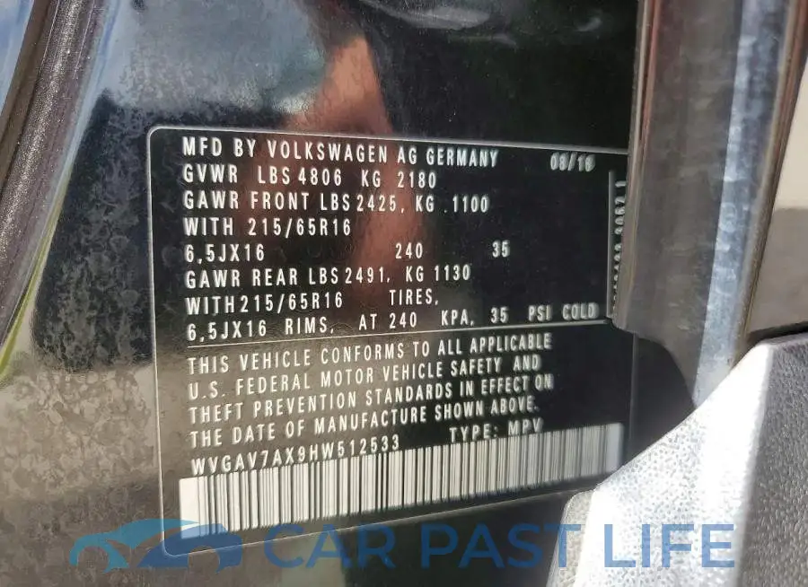 WVGAV7AX9HW512533# 13