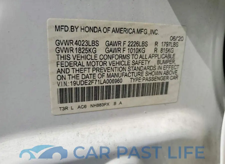 19UDE2F71LA006960# 12