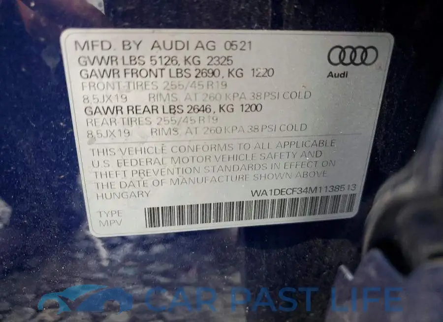 WA1DECF34M1138513# 13