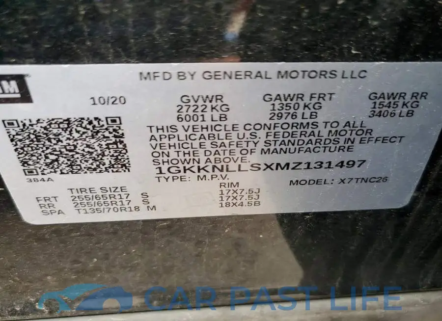 1GKKNLLSXMZ131497# 14