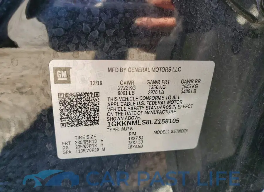 1GKKNMLS8LZ158105# 13