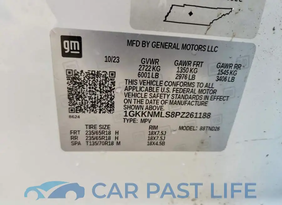 1GKKNMLS8PZ261188# 13