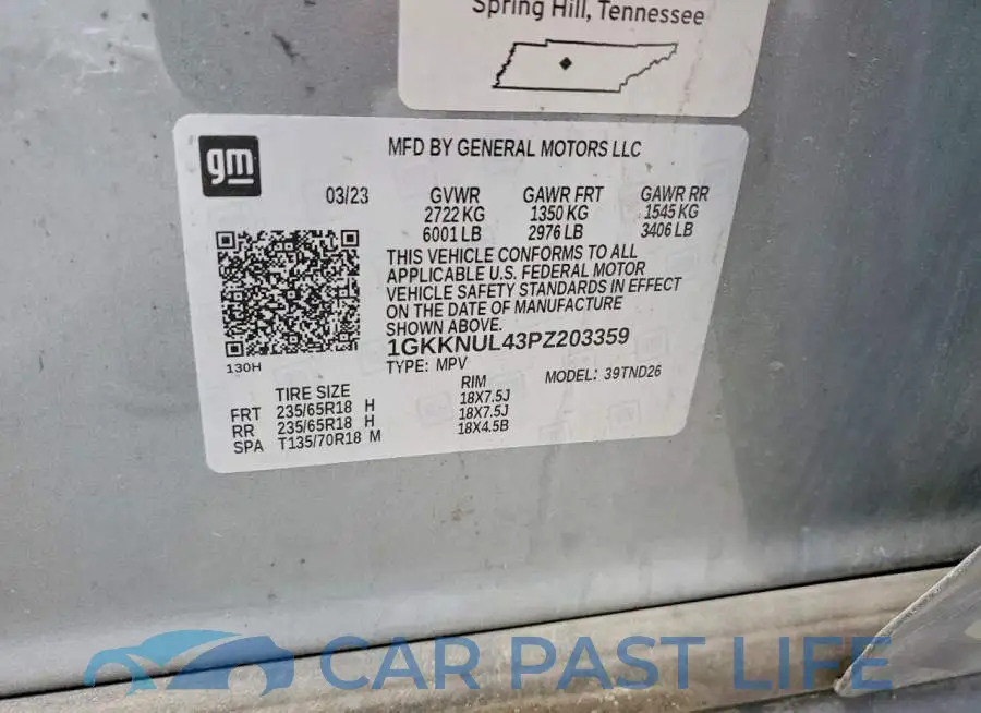 1GKKNUL43PZ203359# 13