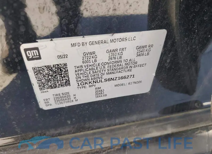 1GKKNULS6NZ166271# 13