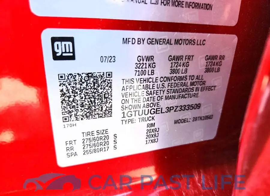 1GTUUGEL3PZ333509# 13