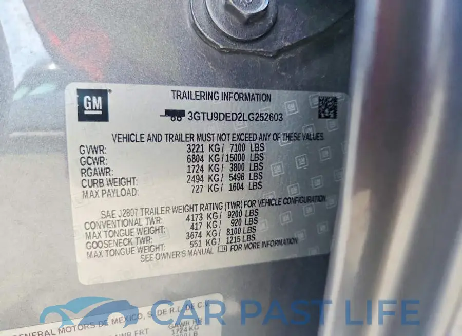 3GTU9DED2LG252603# 12