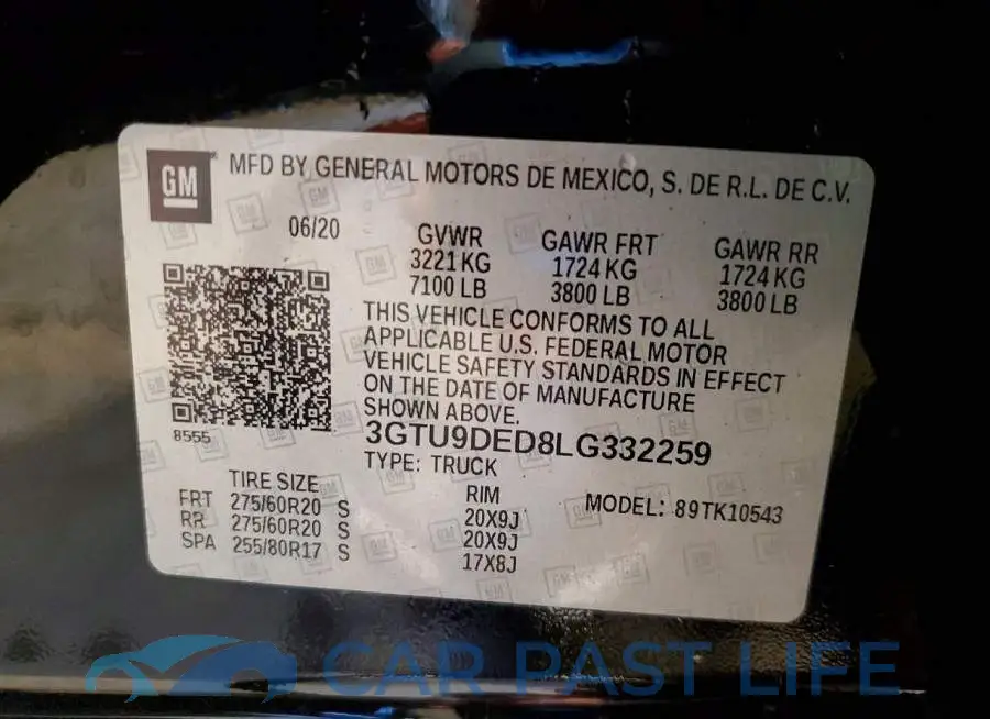 3GTU9DED8LG332259# 13