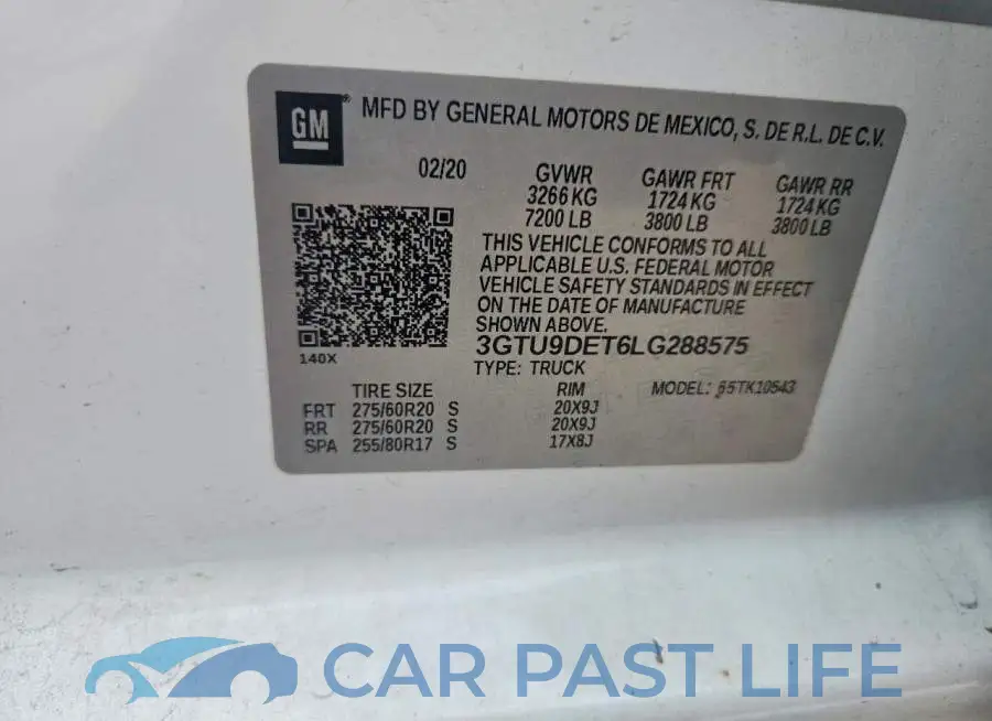 3GTU9DET6LG288575# 12