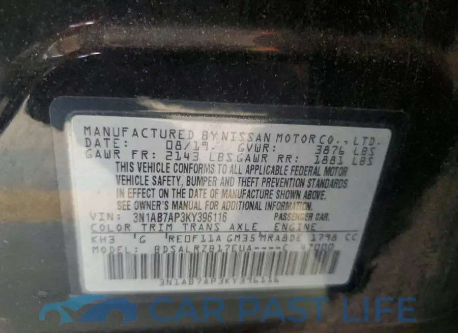 3N1AB7AP3KY396116# 12