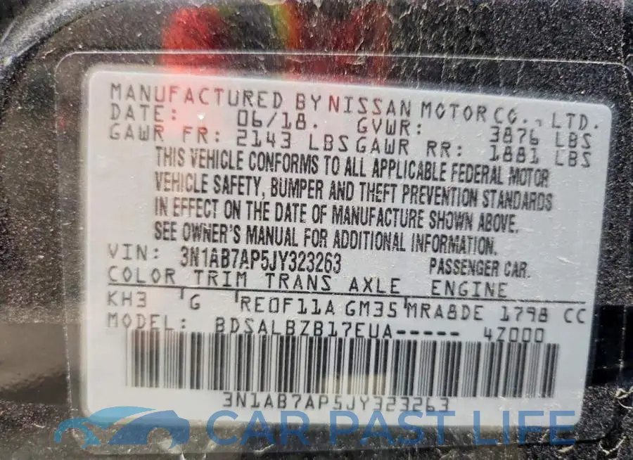 3N1AB7AP5JY323263# 12