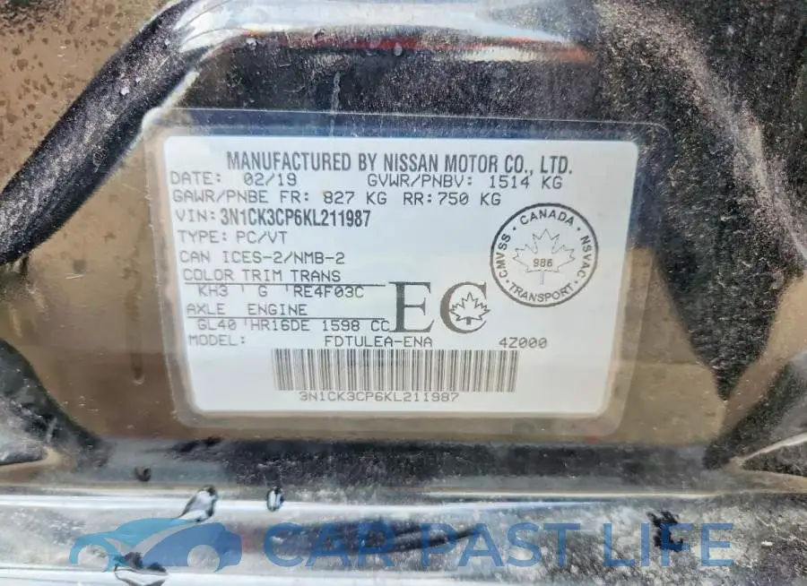 3N1CK3CP6KL211987# 13