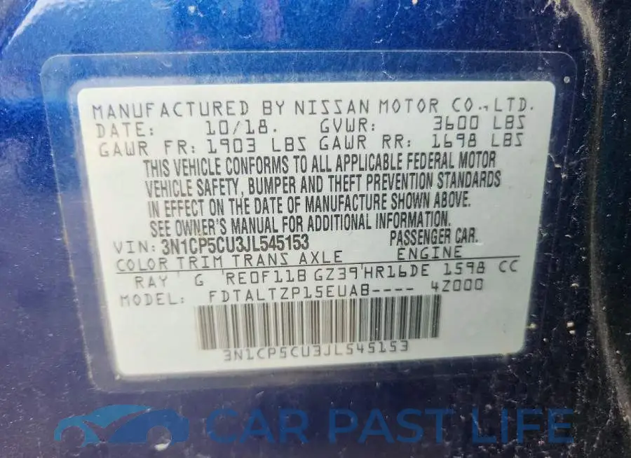 3N1CP5CU3JL545153# 12