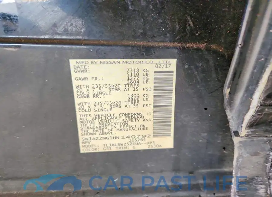 5N1AZ2MG1HN140792# 13