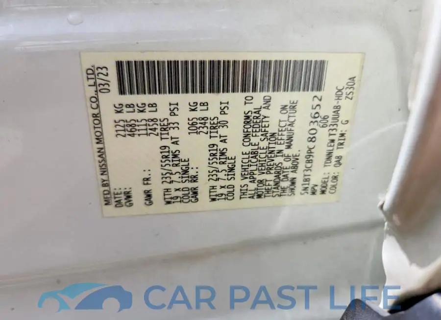 5N1BT3CB9PC803652# 12