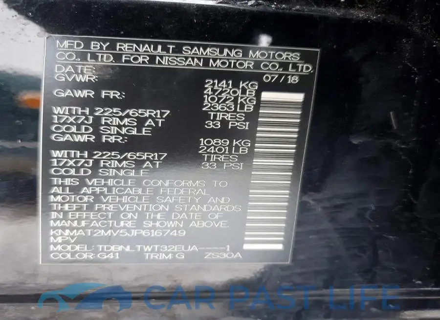 KNMAT2MV5JP616749# 12