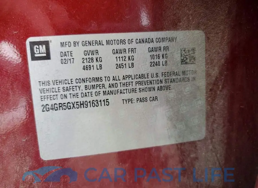 2G4GR5GX5H9163115# 12