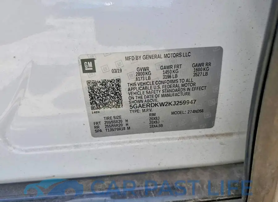 5GAERDKW2KJ259947# 13