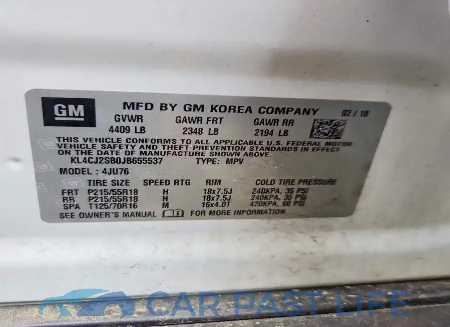 KL4CJ2SB0JB655537# 13