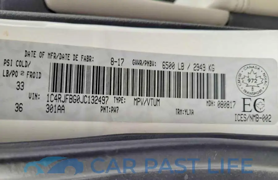 1C4RJFBG0JC132497# 10